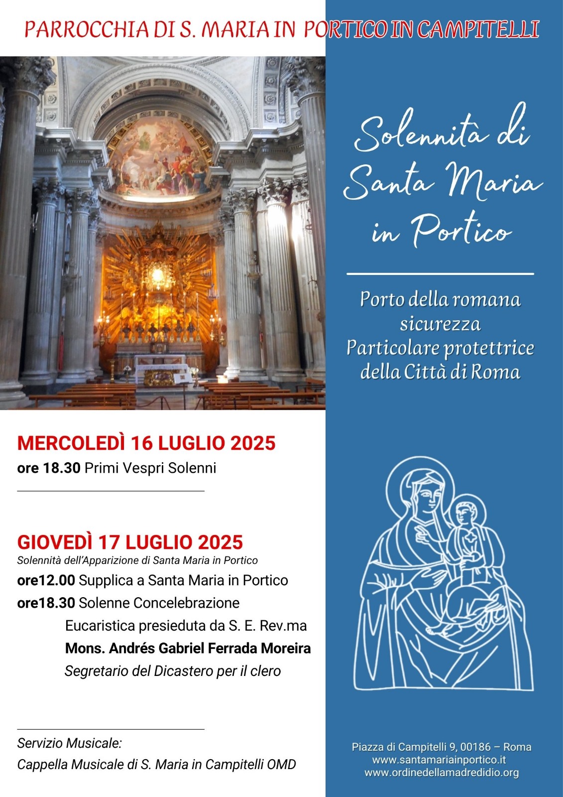 Santa Maria in Portico 2025 — Solennità 16 e 17 Luglio 2025