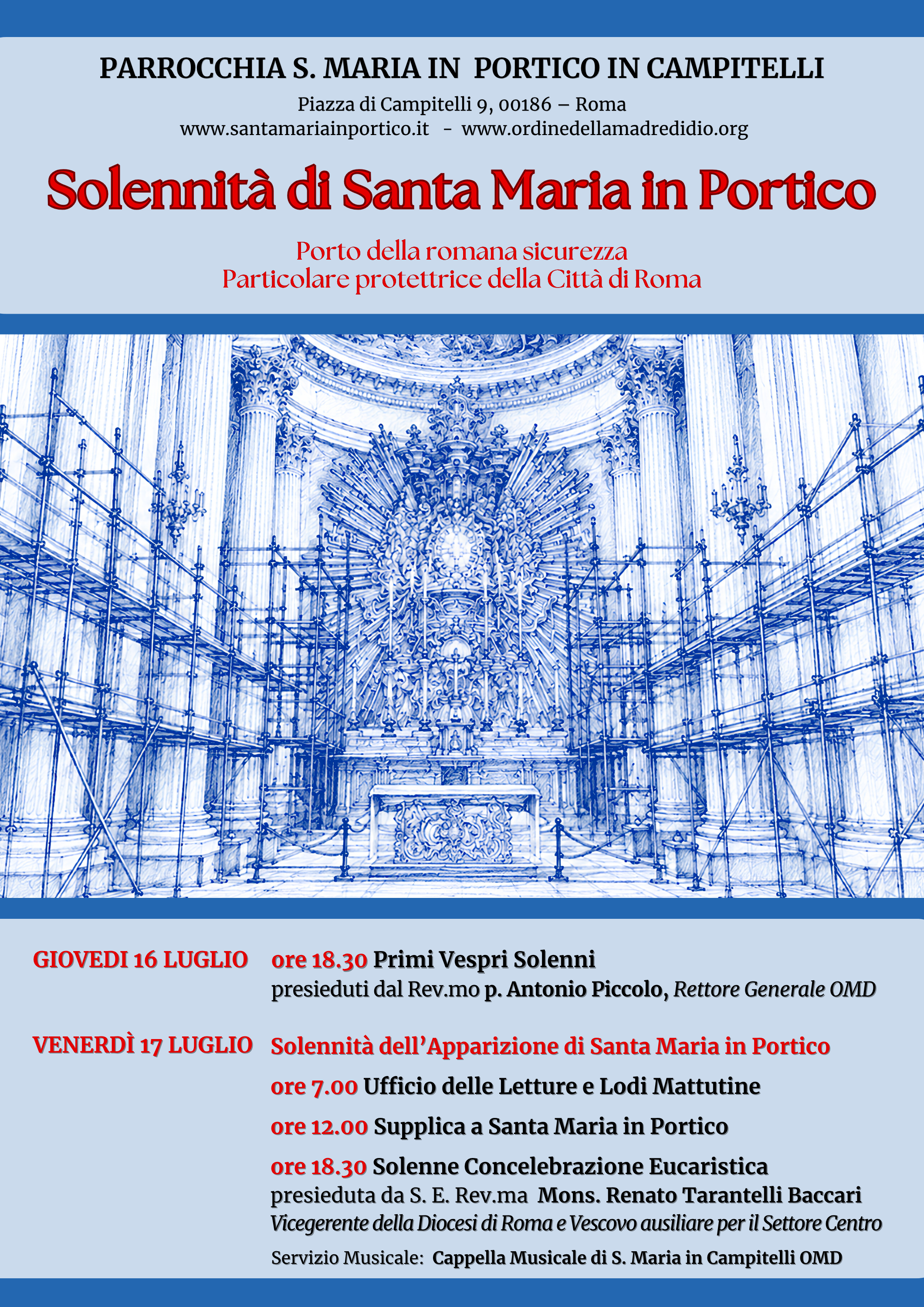 Santa Maria in Portico 2026 — Solennità 16 e 17 Luglio 2026
